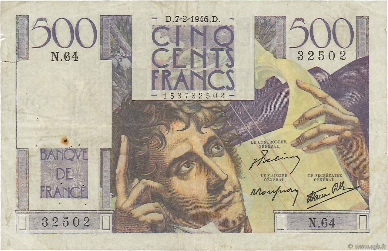500 Francs CHATEAUBRIAND FRANCIA  1946 F.34.04 q.MB