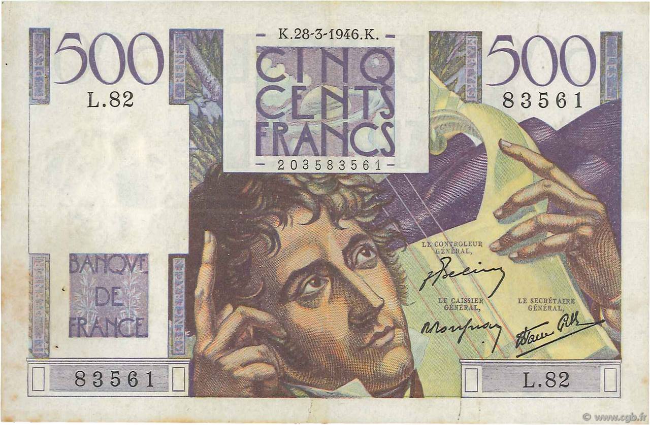 500 Francs CHATEAUBRIAND FRANKREICH  1946 F.34.05 SS