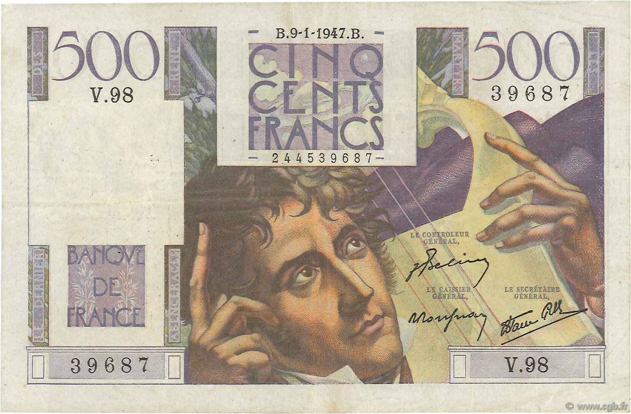 500 Francs CHATEAUBRIAND FRANCIA  1947 F.34.07 MBC