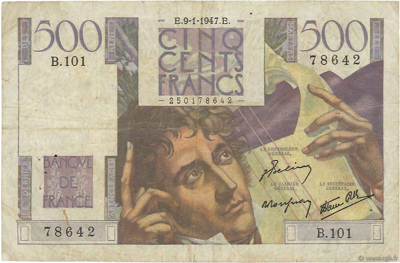 500 Francs CHATEAUBRIAND FRANCE  1947 F.34.07 VG