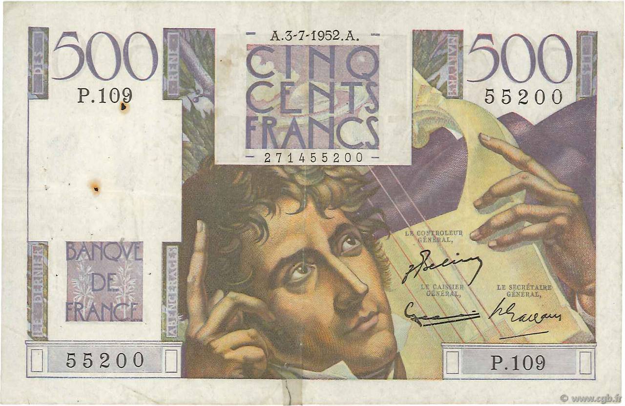 500 Francs CHATEAUBRIAND FRANKREICH  1952 F.34.09 S