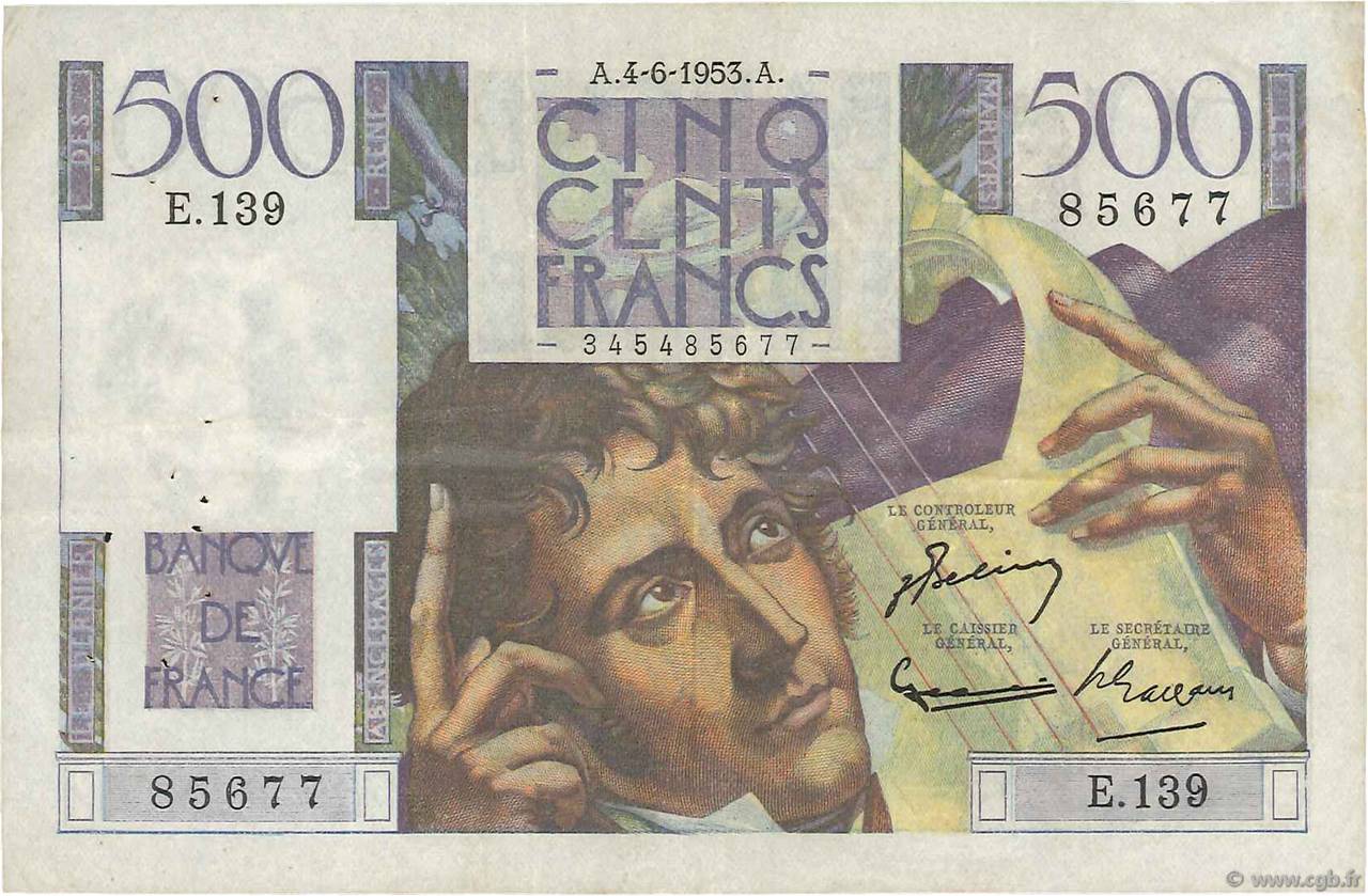 500 Francs CHATEAUBRIAND FRANKREICH  1953 F.34.12 fSS