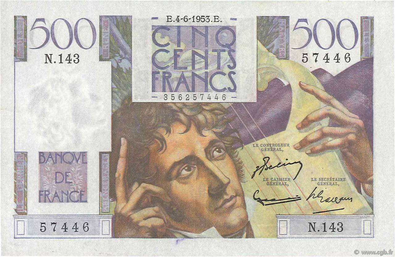 500 Francs CHATEAUBRIAND FRANCE  1953 F.34.12 XF-