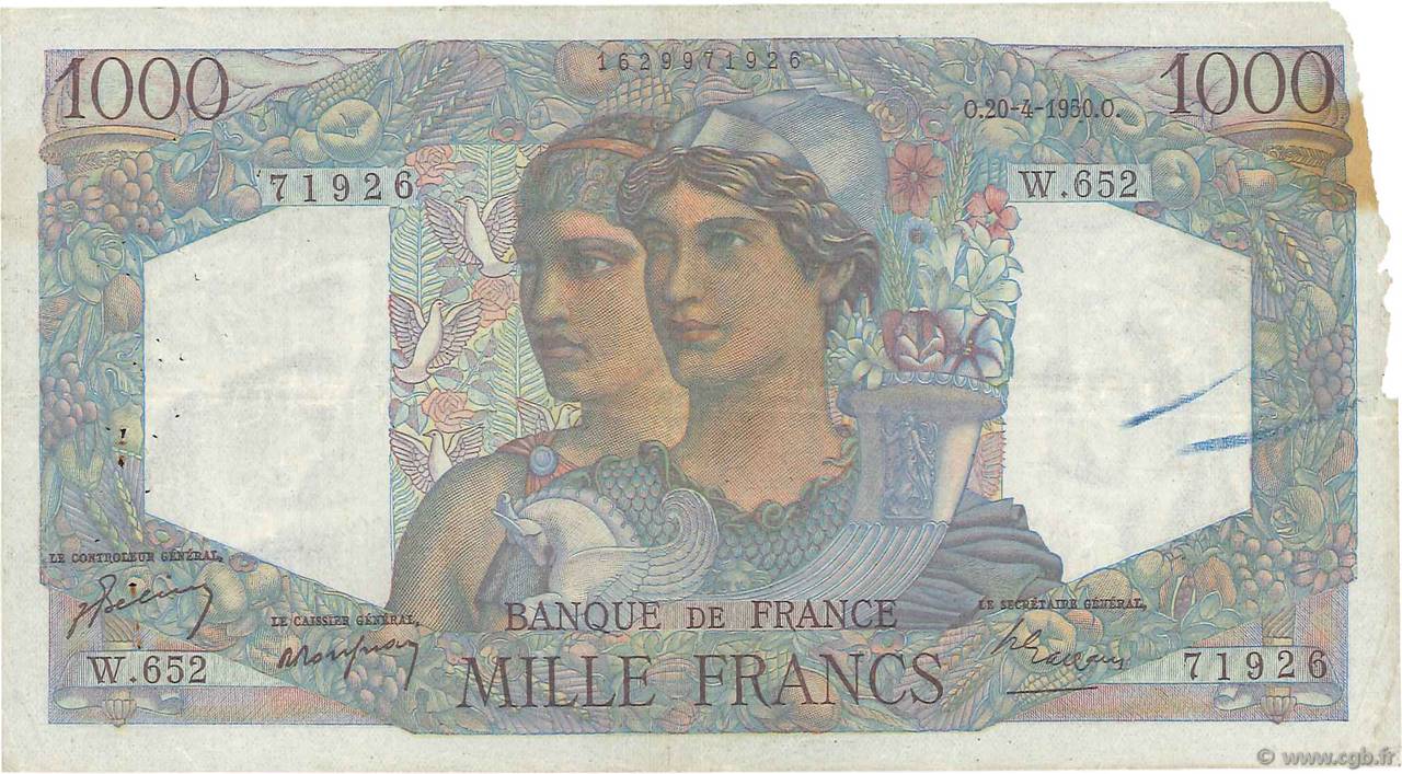 1000 Francs MINERVE ET HERCULE FRANCIA  1950 F.41.32 B