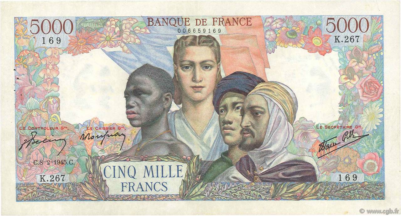5000 Francs EMPIRE FRANÇAIS FRANCIA  1945 F.47.12 MBC