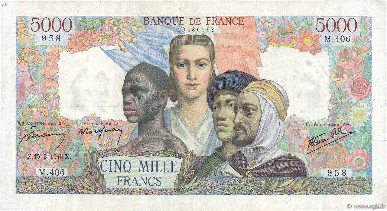 5000 Francs EMPIRE FRANÇAIS FRANCIA  1945 F.47.17 BC