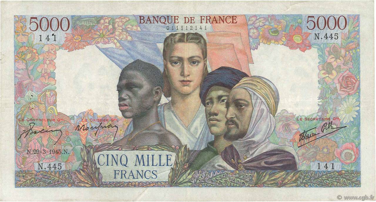 5000 Francs EMPIRE FRANÇAIS FRANCIA  1945 F.47.19 BC
