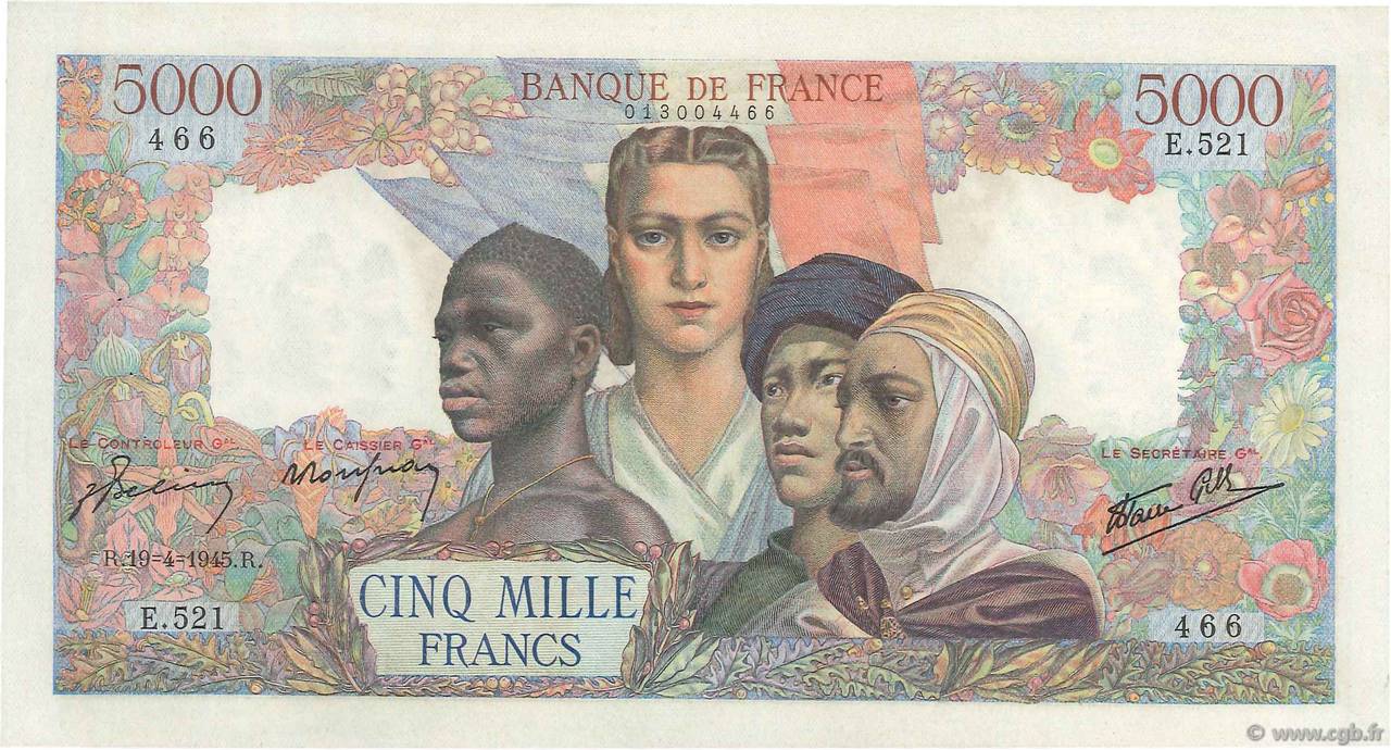 5000 Francs EMPIRE FRANçAIS FRANCIA  1945 F.47.22 EBC+
