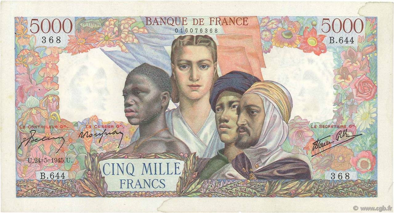 5000 Francs EMPIRE FRANÇAIS FRANCIA  1945 F.47.27 SPL