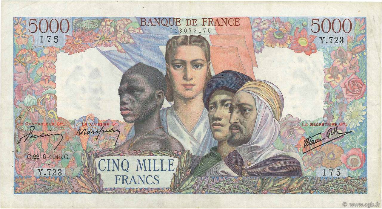 5000 Francs EMPIRE FRANÇAIS FRANCIA  1945 F.47.31 MBC