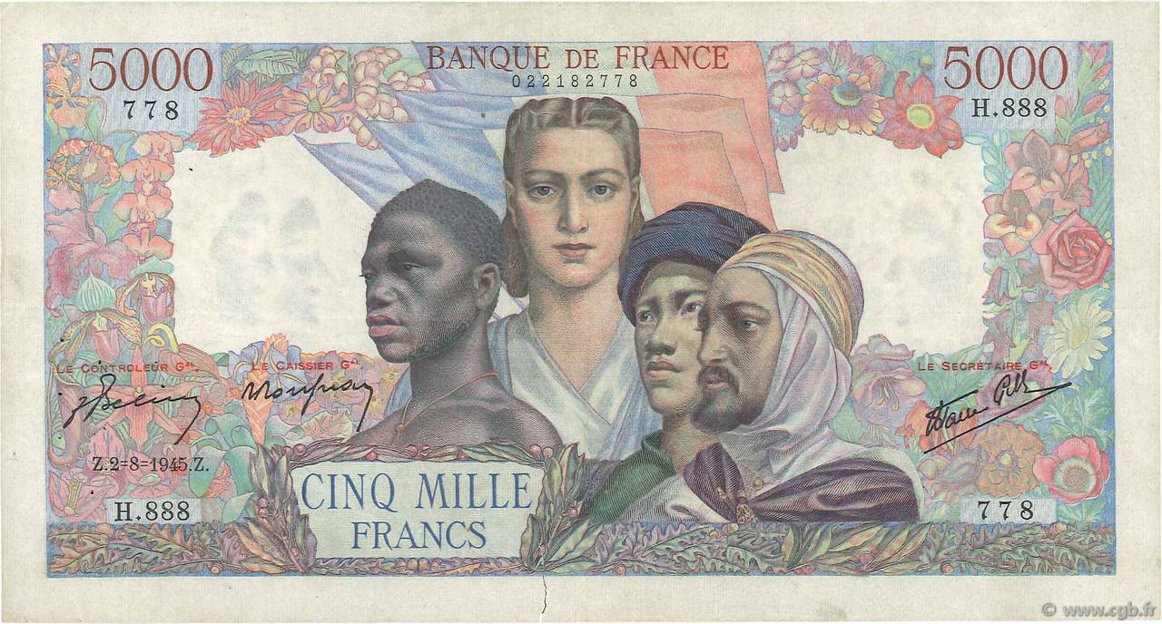 5000 Francs EMPIRE FRANÇAIS FRANCIA  1945 F.47.37 BC