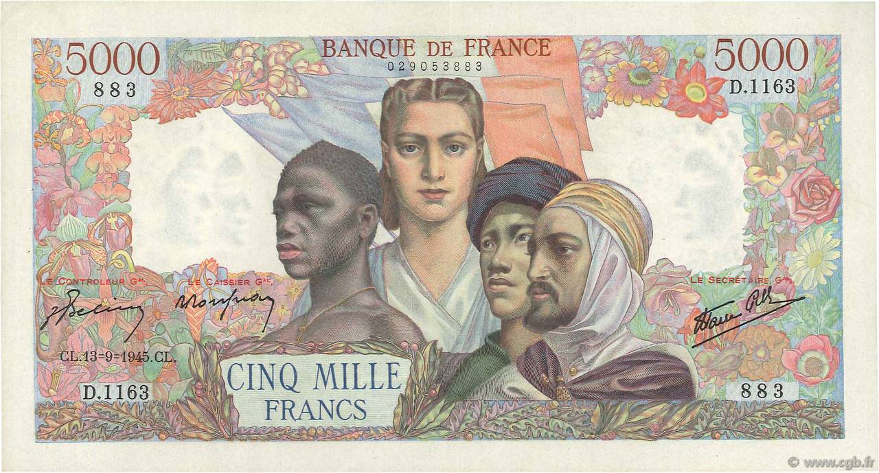 5000 Francs EMPIRE FRANÇAIS FRANCIA  1945 F.47.43 EBC