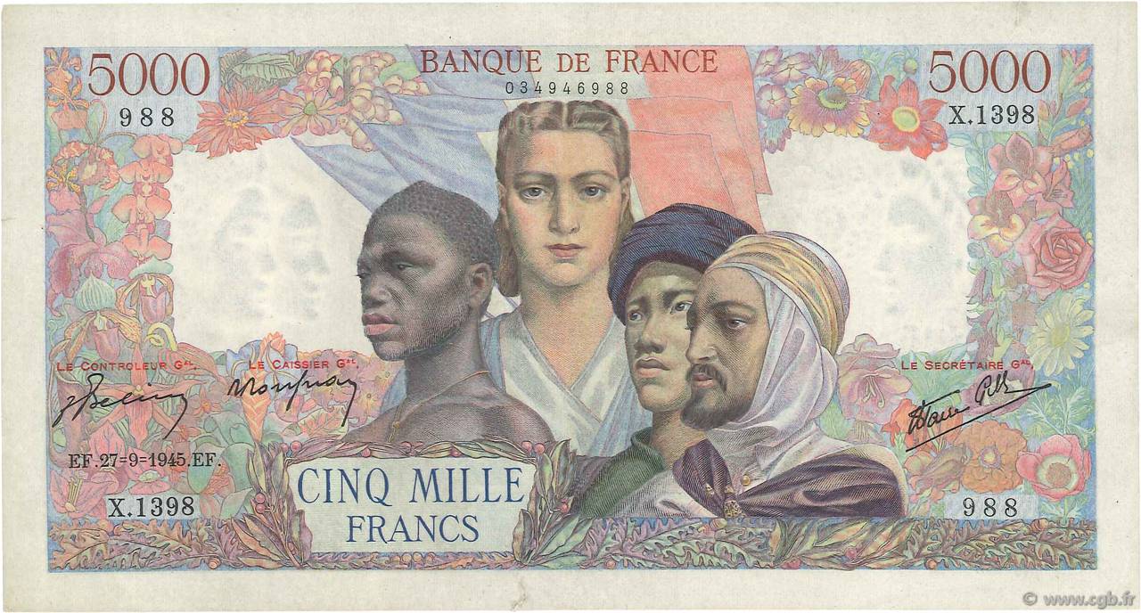 5000 Francs EMPIRE FRANÇAIS FRANCIA  1945 F.47.45 MBC