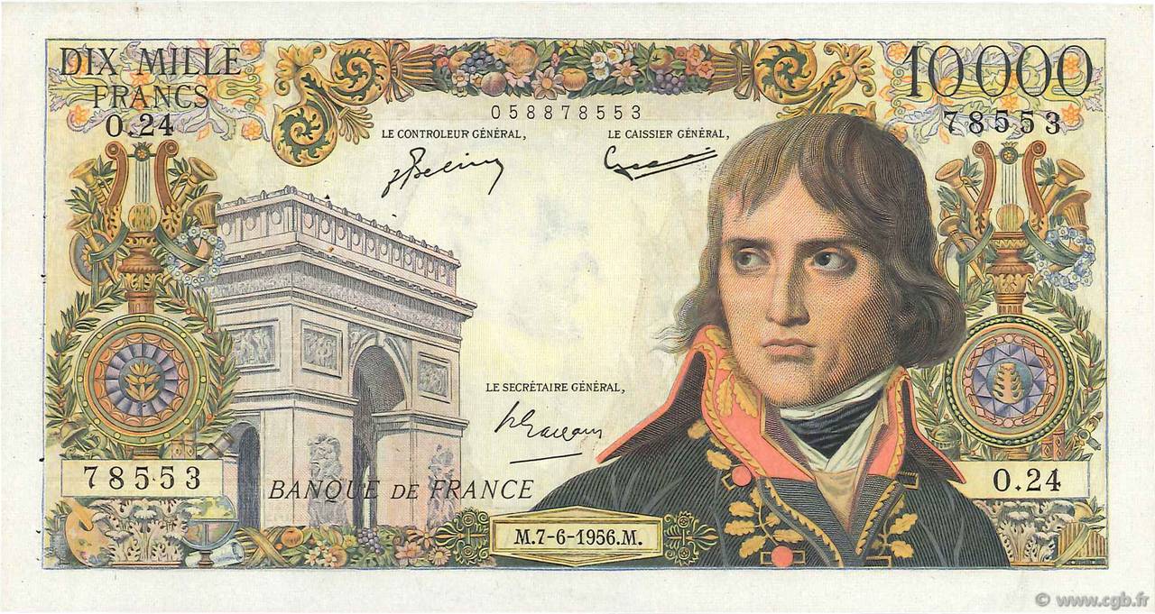 10000 Francs BONAPARTE FRANCE  1956 F.51.03 VF