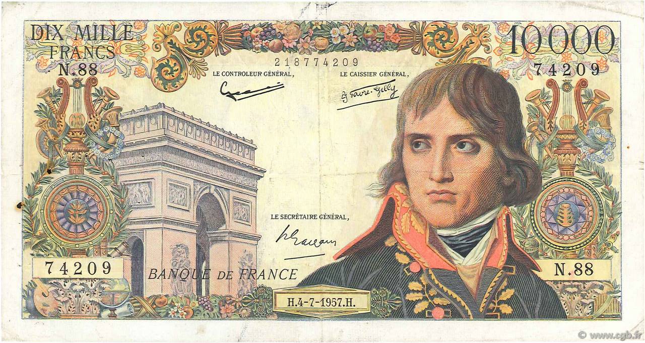 10000 Francs BONAPARTE FRANCIA  1957 F.51.09 BC