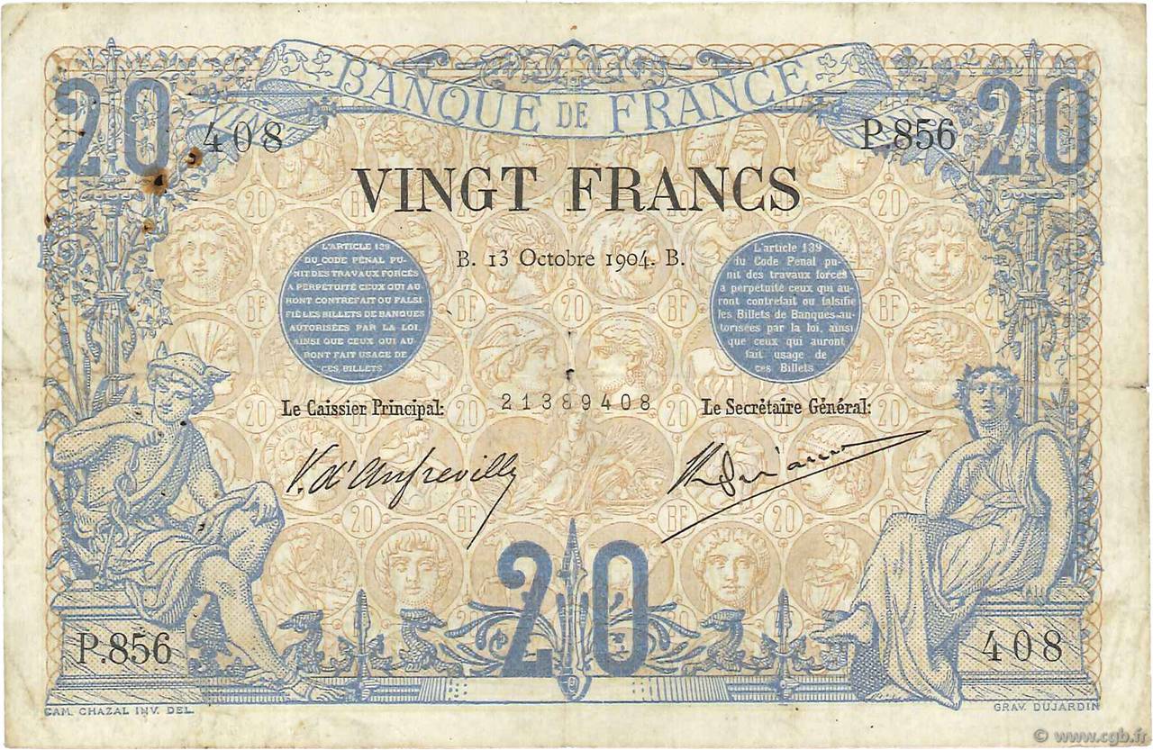 20 Francs NOIR FRANCIA  1904 F.09.03 BC