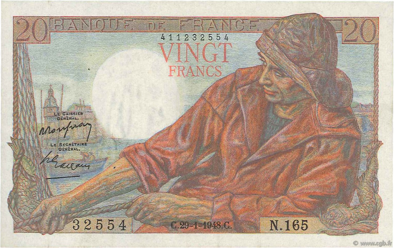 20 Francs PÊCHEUR FRANCIA  1948 F.13.12 EBC