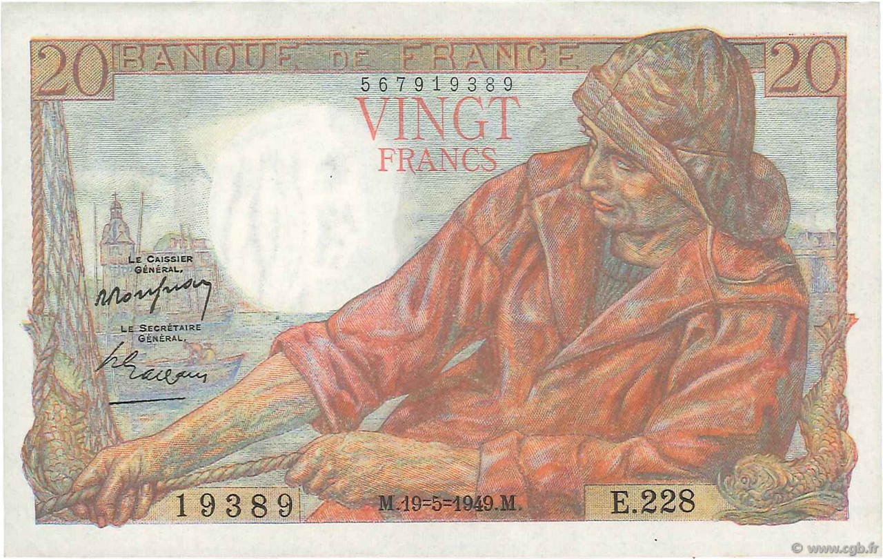 20 Francs PÊCHEUR FRANCIA  1949 F.13.15 AU