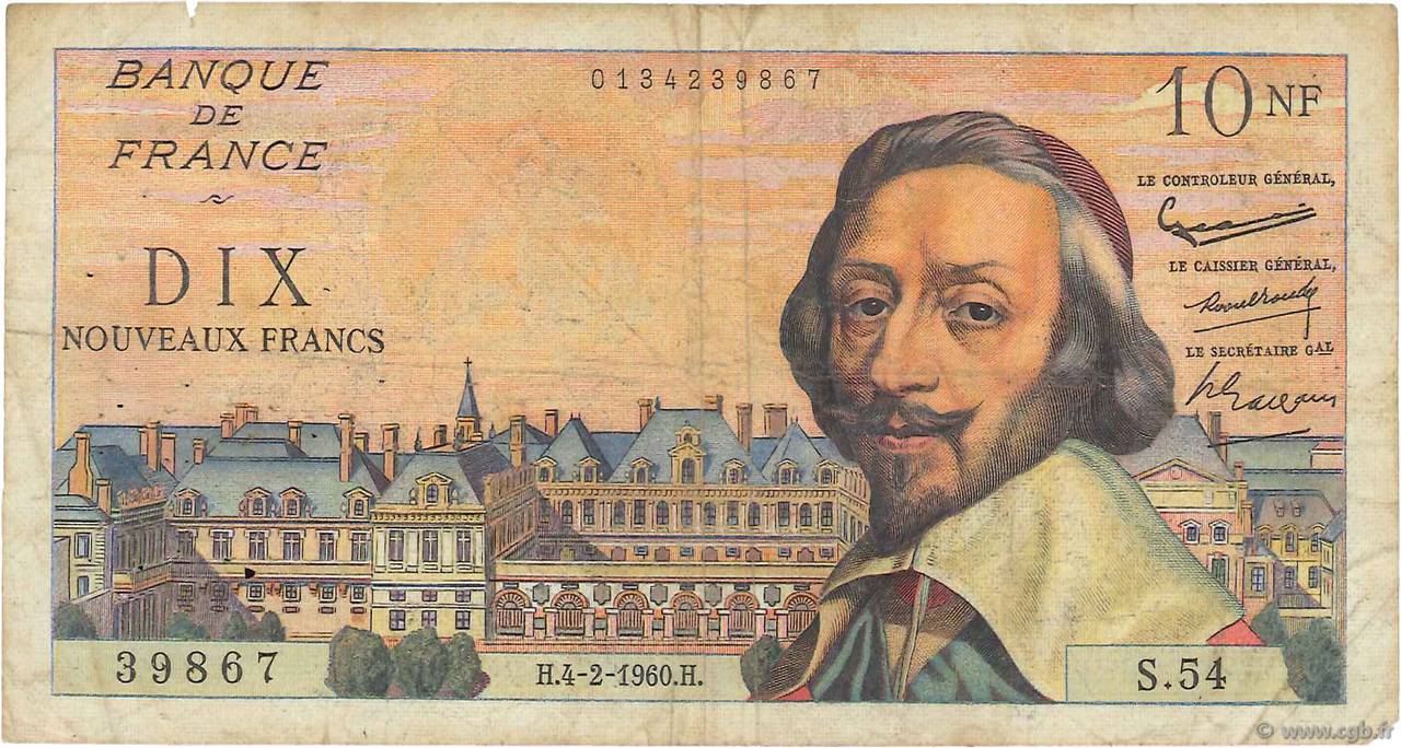 10 Nouveaux Francs RICHELIEU FRANCIA  1960 F.57.05 RC