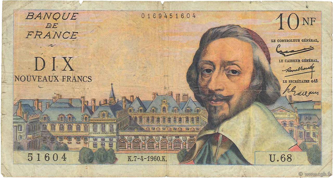 10 Nouveaux Francs RICHELIEU FRANCE  1960 F.57.06 G