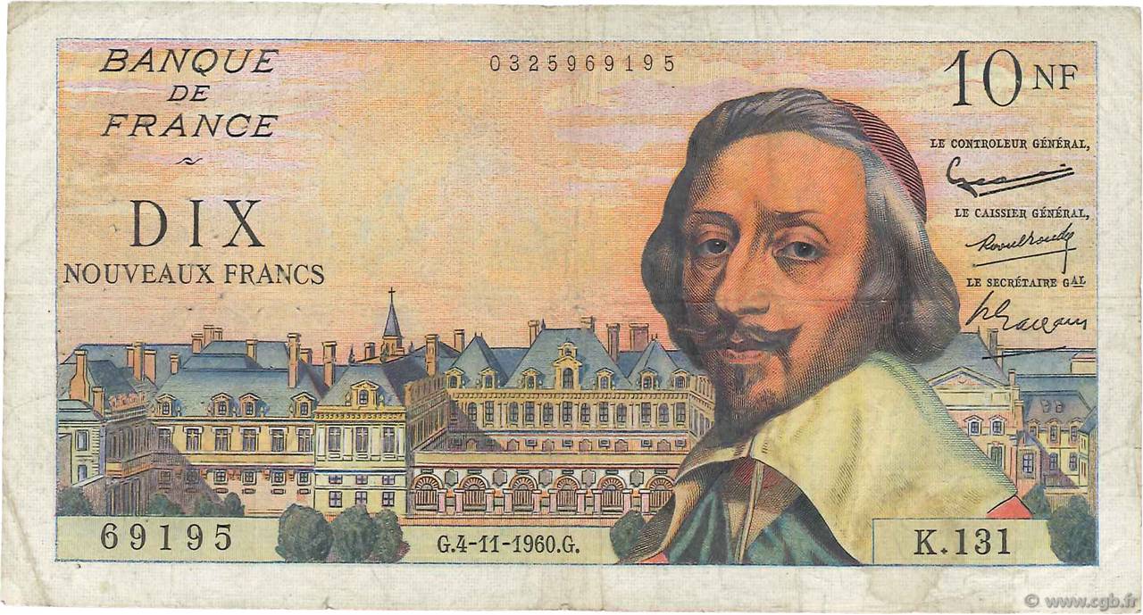 10 Nouveaux Francs RICHELIEU FRANKREICH  1960 F.57.11 S