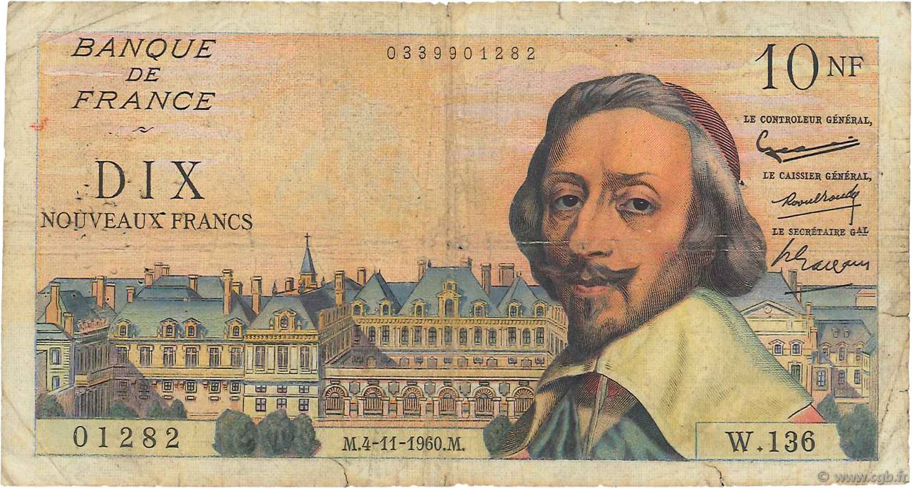 10 Nouveaux Francs RICHELIEU FRANKREICH  1960 F.57.11 SGE