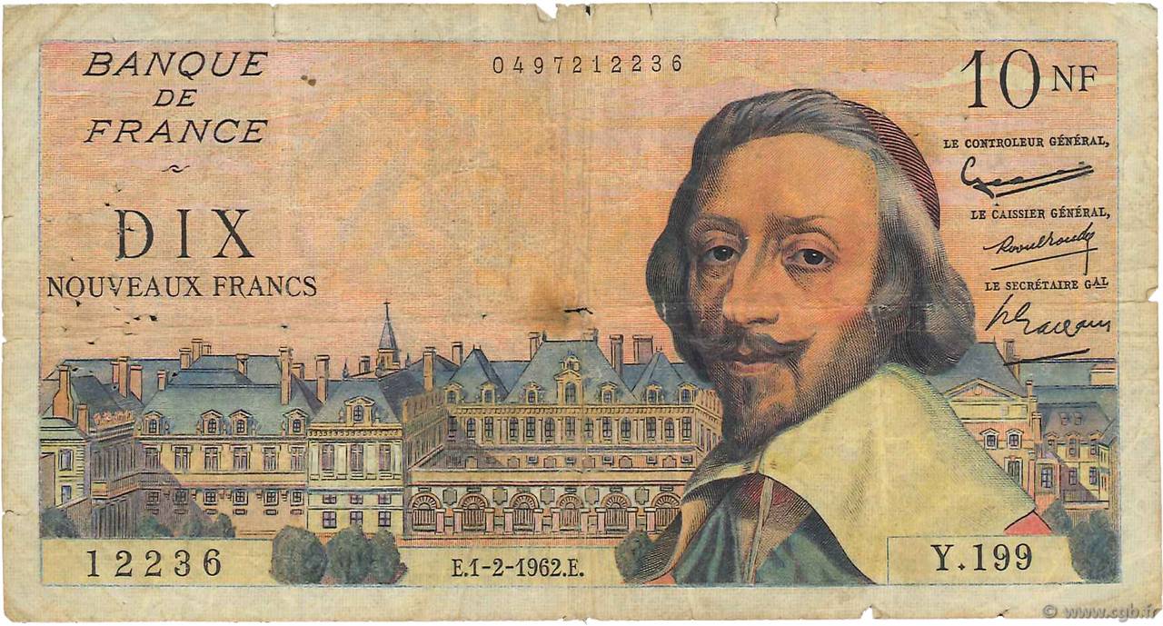 10 Nouveaux Francs RICHELIEU FRANCIA  1962 F.57.17 RC