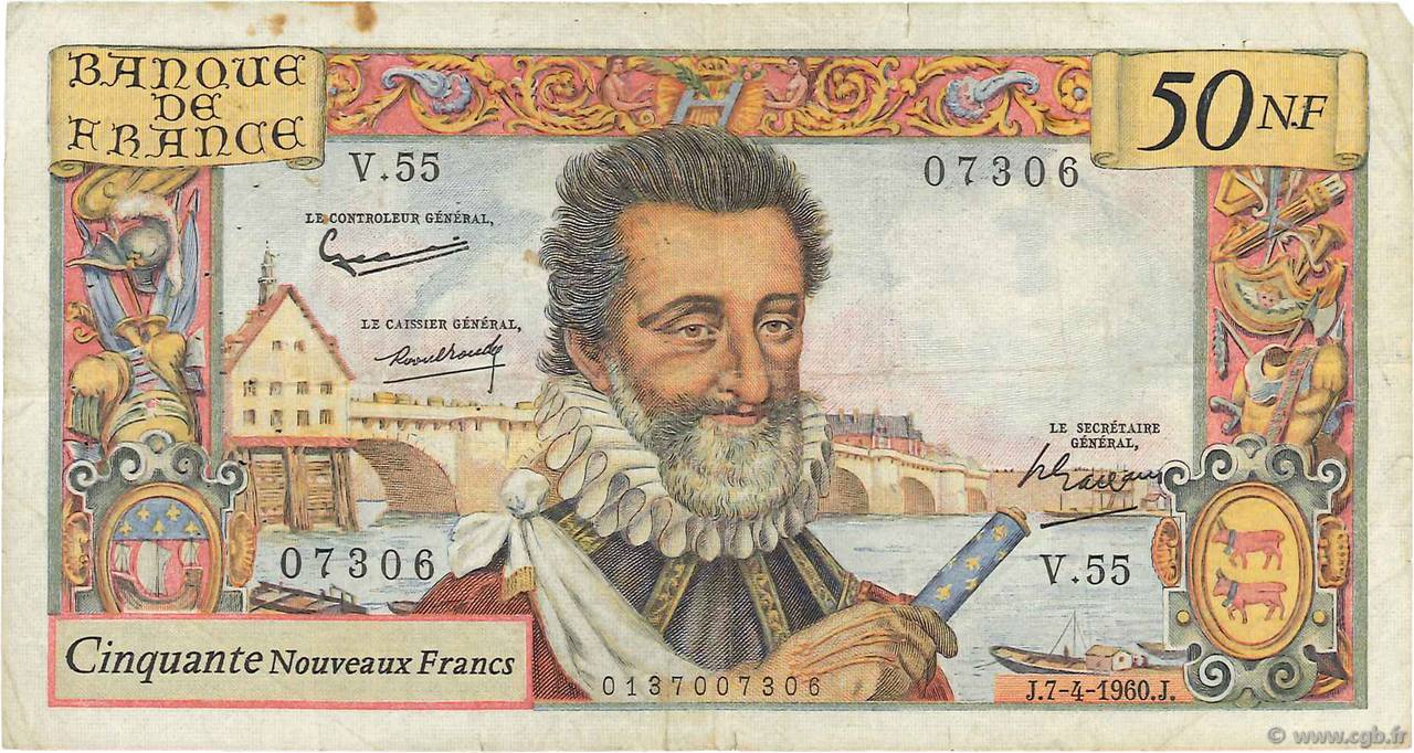 50 Nouveaux Francs HENRI IV FRANKREICH  1960 F.58.05 S
