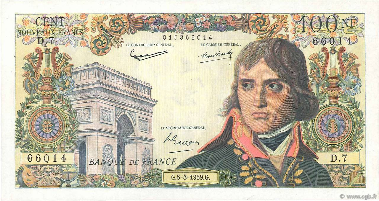 100 Nouveaux Francs BONAPARTE FRANKREICH  1959 F.59.01 SS