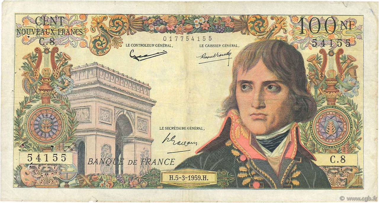 100 Nouveaux Francs BONAPARTE FRANCE  1959 F.59.01 B+