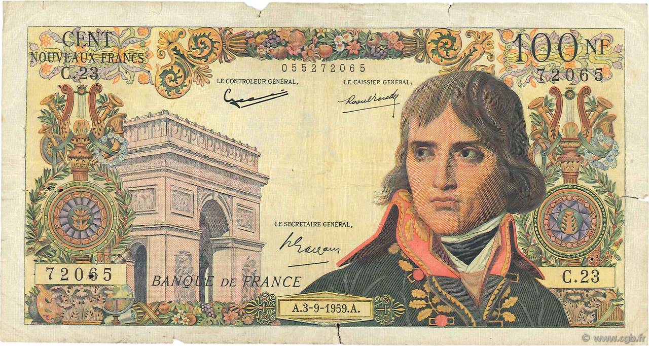 100 Nouveaux Francs BONAPARTE FRANCE  1959 F.59.03 G