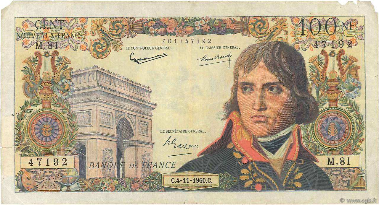 100 Nouveaux Francs BONAPARTE FRANKREICH  1960 F.59.08 SGE