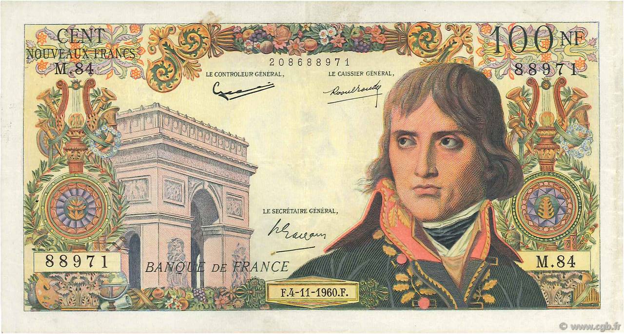 100 Nouveaux Francs BONAPARTE FRANCE  1960 F.59.08 VF