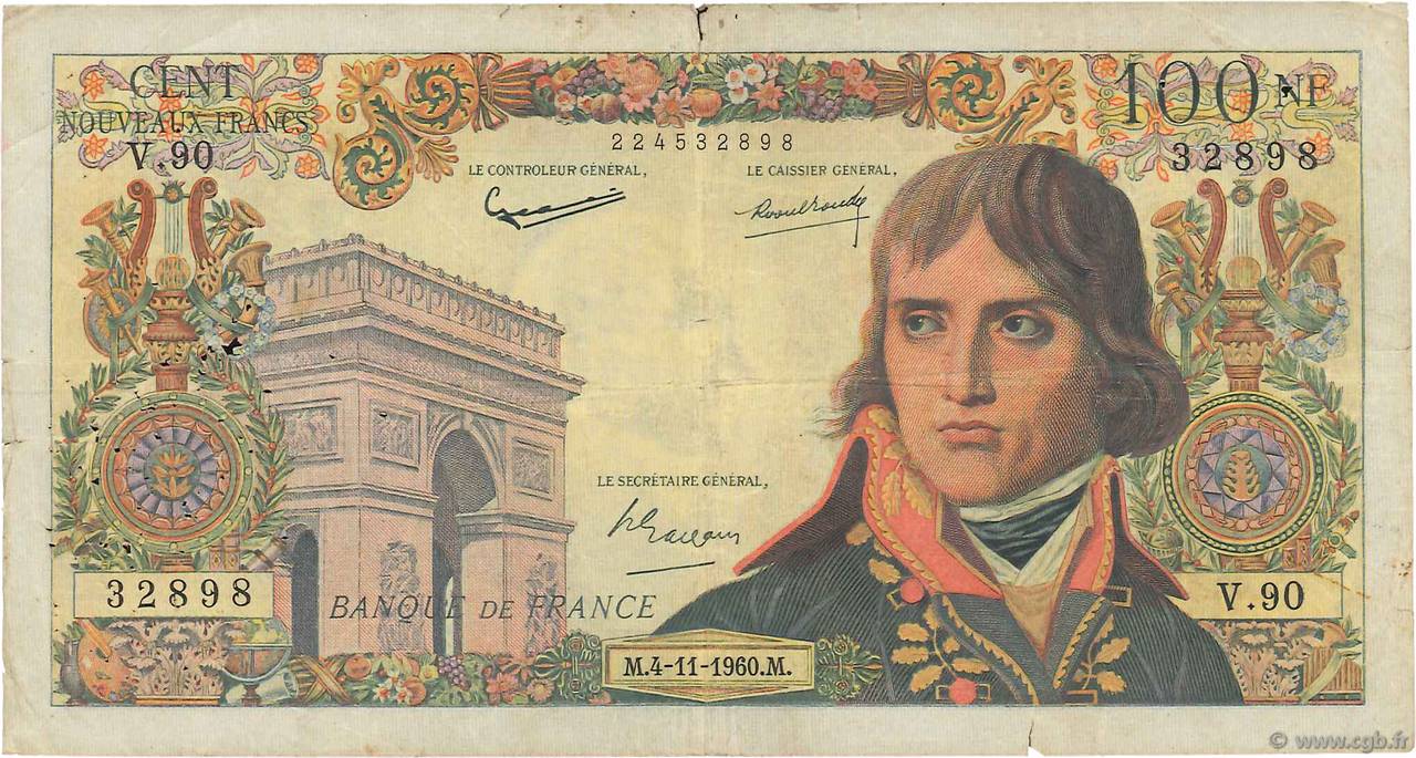 100 Nouveaux Francs BONAPARTE FRANCIA  1960 F.59.08 B