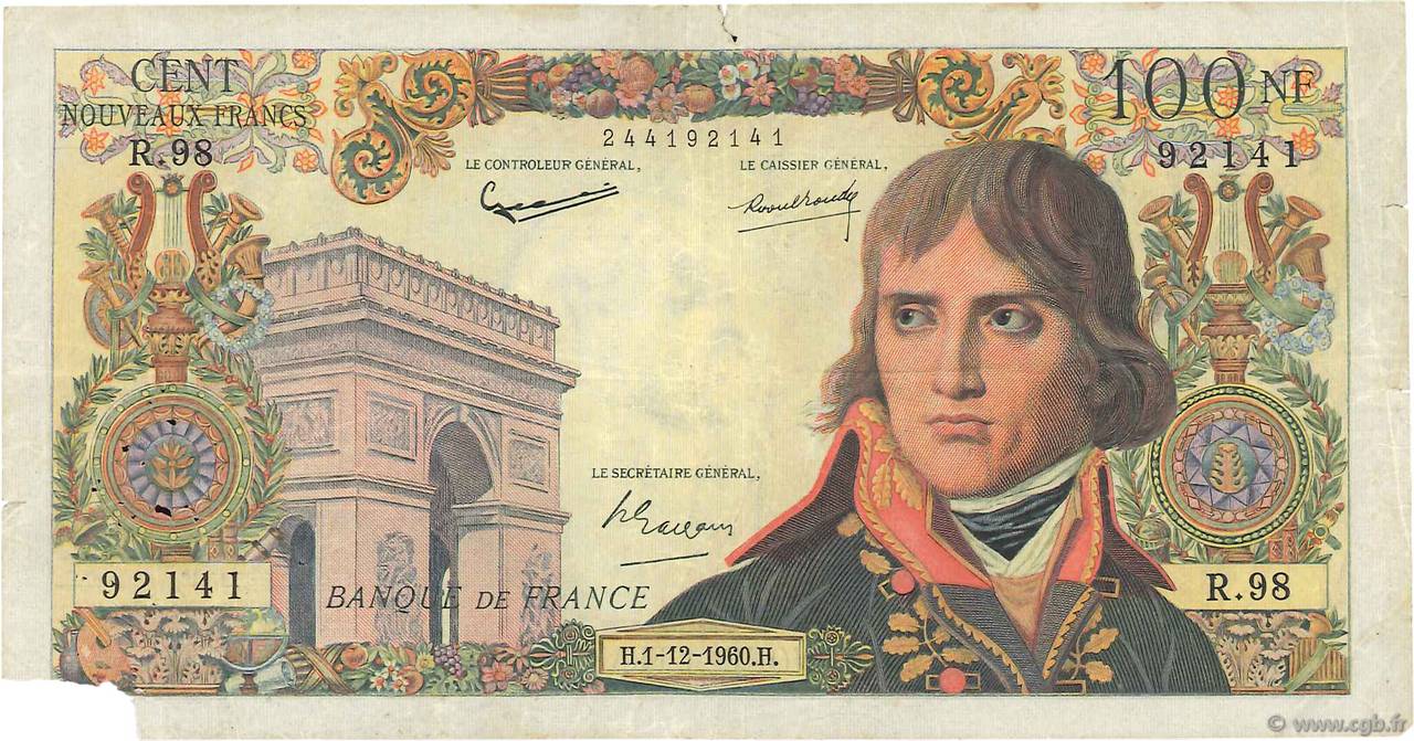100 Nouveaux Francs BONAPARTE FRANCIA  1960 F.59.09 B