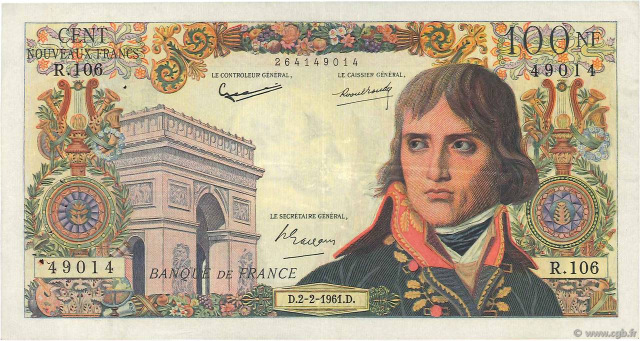 100 Nouveaux Francs BONAPARTE FRANKREICH  1961 F.59.10 SS
