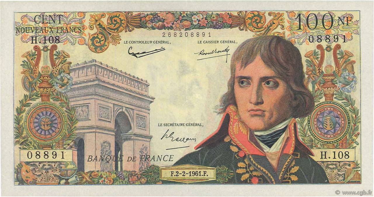 100 Nouveaux Francs BONAPARTE FRANCE  1961 F.59.10 XF