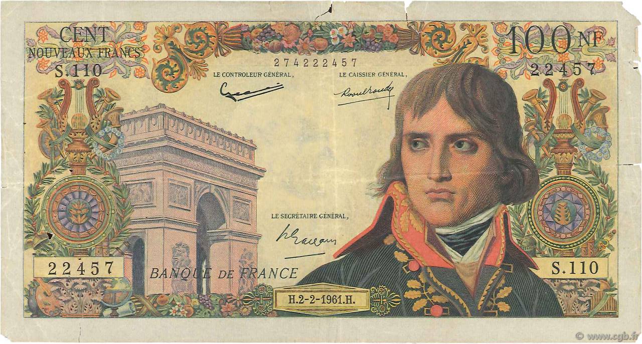 100 Nouveaux Francs BONAPARTE FRANKREICH  1961 F.59.10 fS
