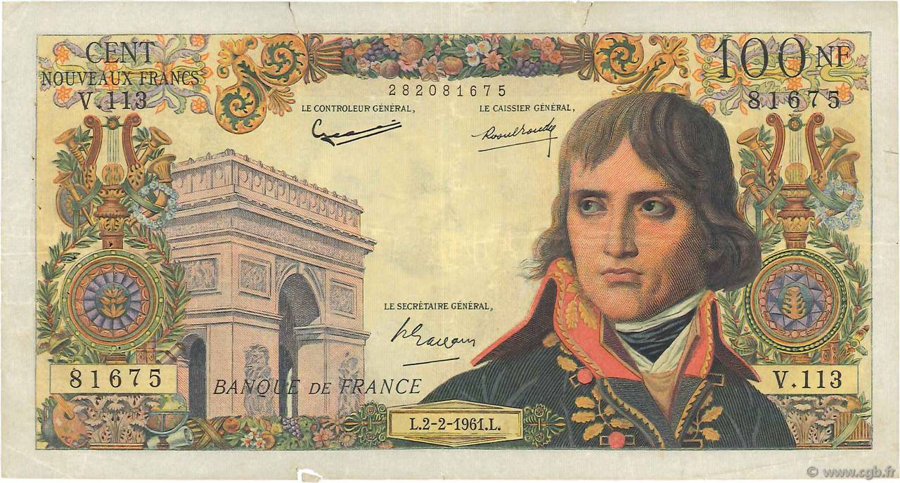 100 Nouveaux Francs BONAPARTE FRANCIA  1961 F.59.10 MB