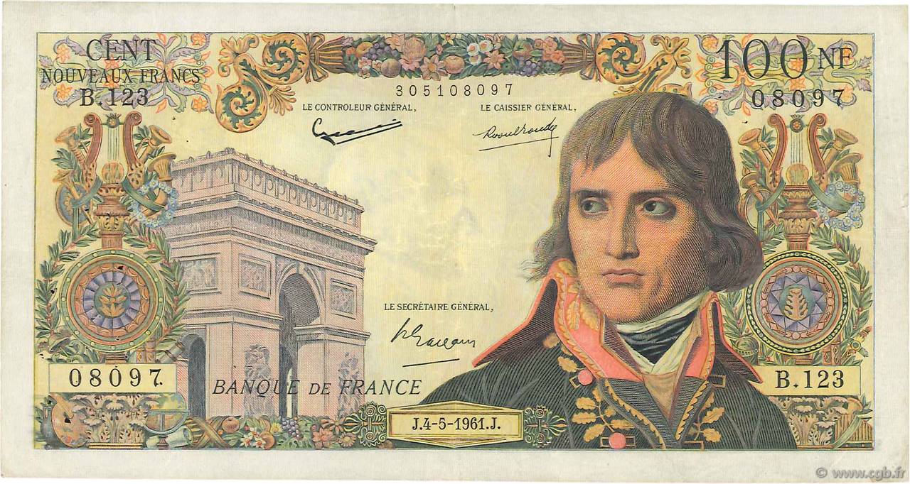 100 Nouveaux Francs BONAPARTE FRANCIA  1961 F.59.11 BB