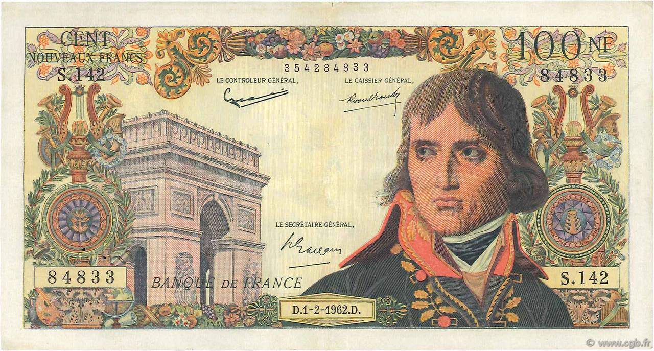 100 Nouveaux Francs BONAPARTE FRANKREICH  1962 F.59.13 fVZ