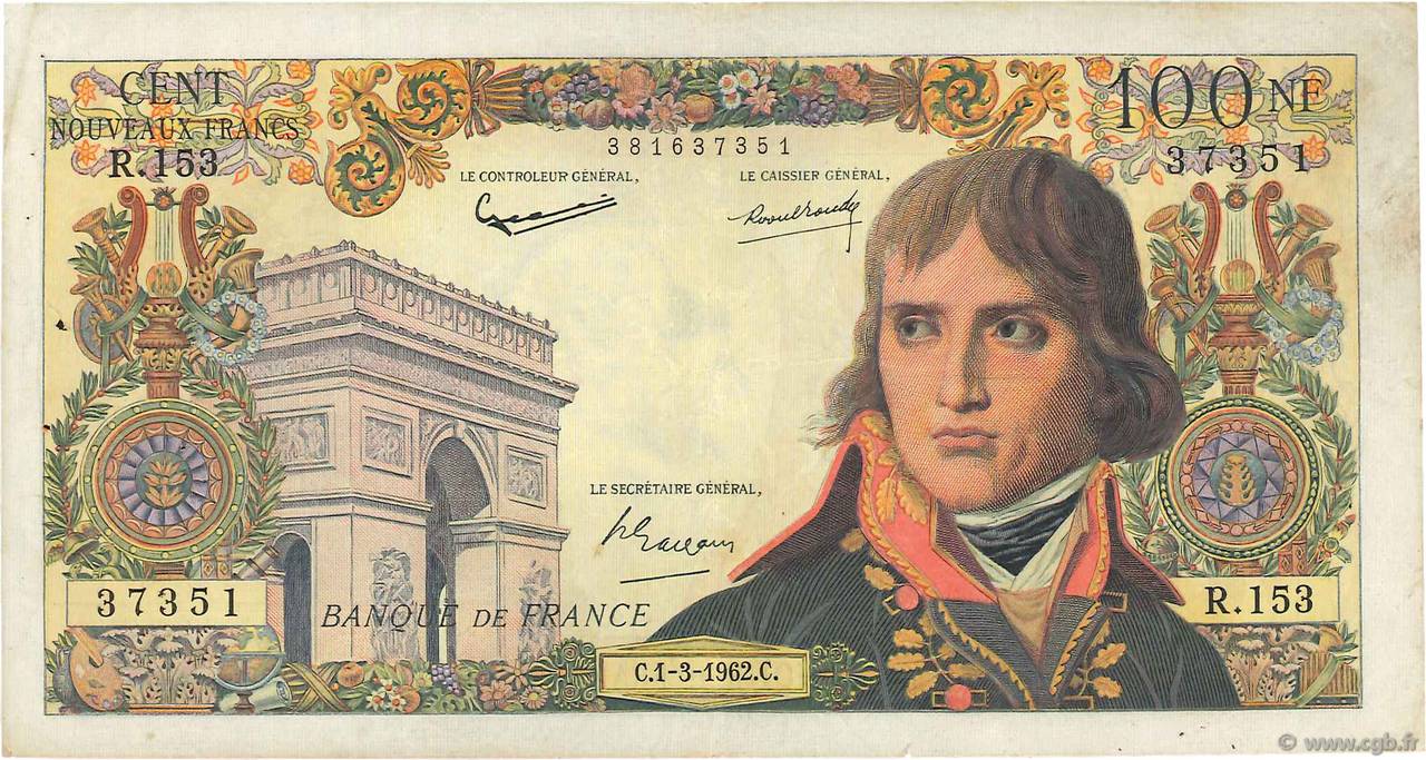 100 Nouveaux Francs BONAPARTE FRANCIA  1962 F.59.14 BC+