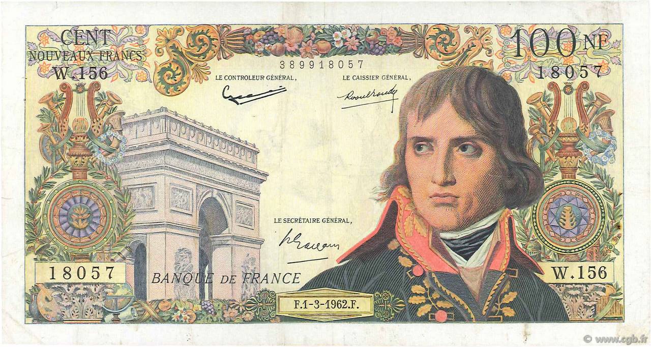 100 Nouveaux Francs BONAPARTE FRANCE  1962 F.59.14 VF