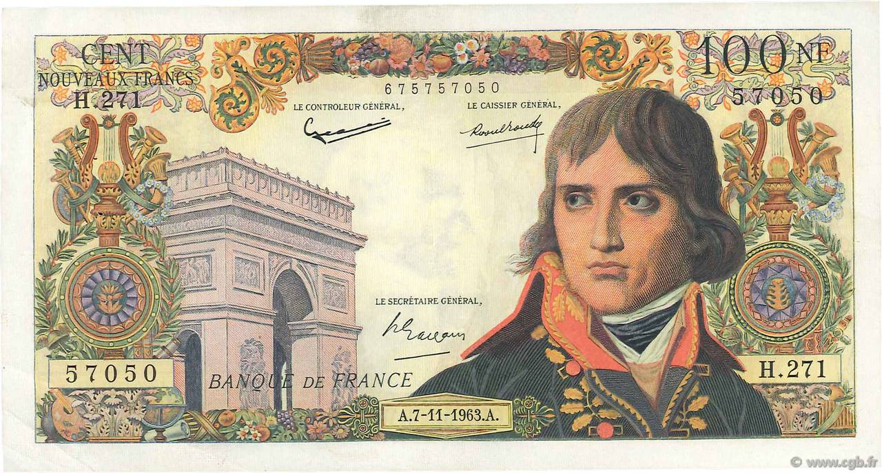 100 Nouveaux Francs BONAPARTE FRANCE  1963 F.59.24 VF+