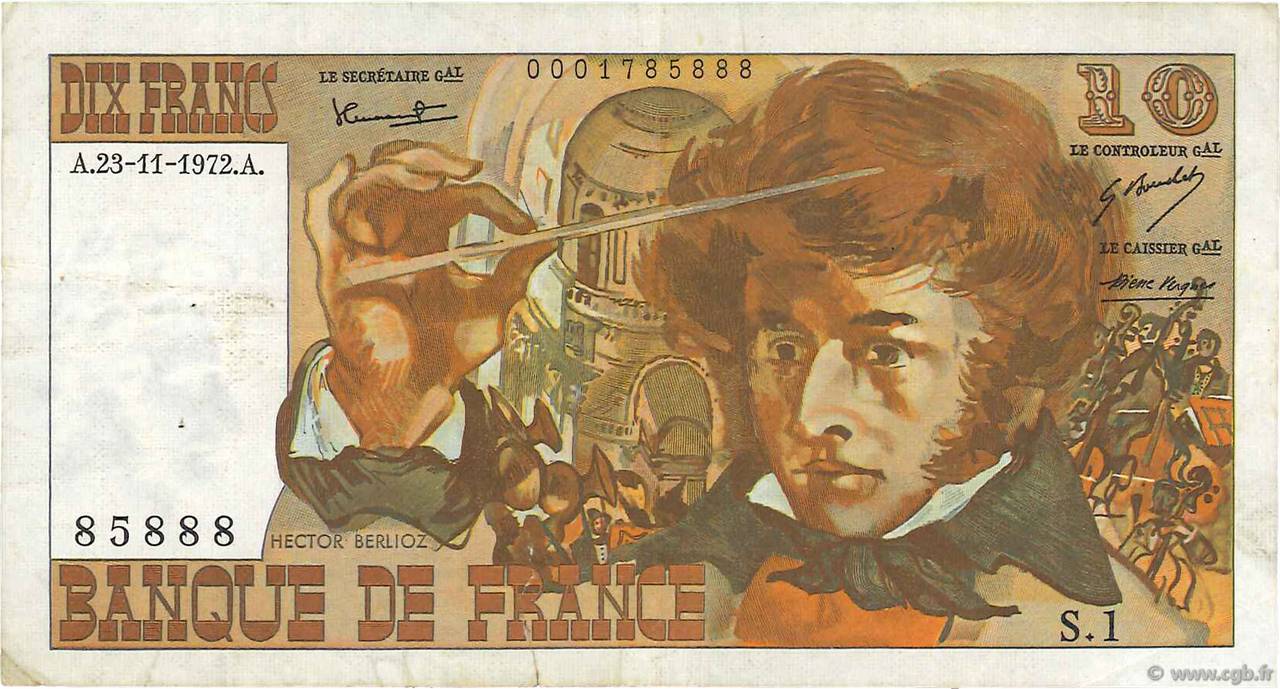 10 Francs BERLIOZ FRANKREICH  1972 F.63.01 SS