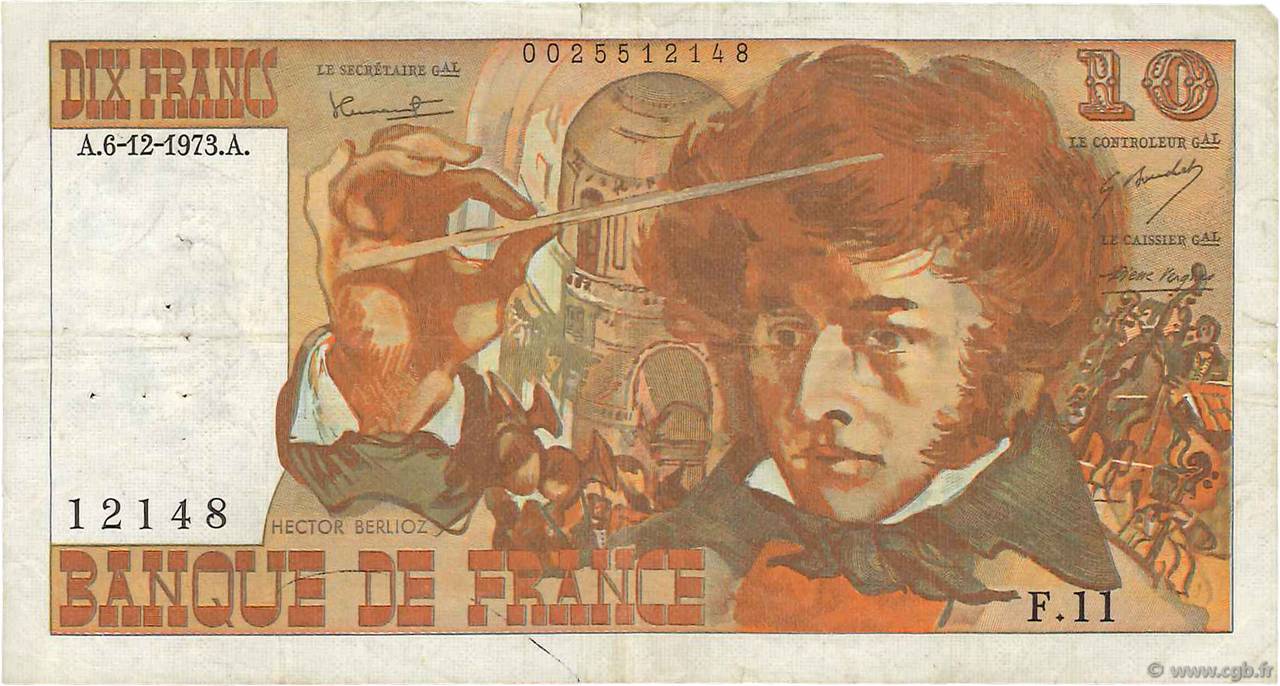 10 Francs BERLIOZ FRANKREICH  1973 F.63.02 S