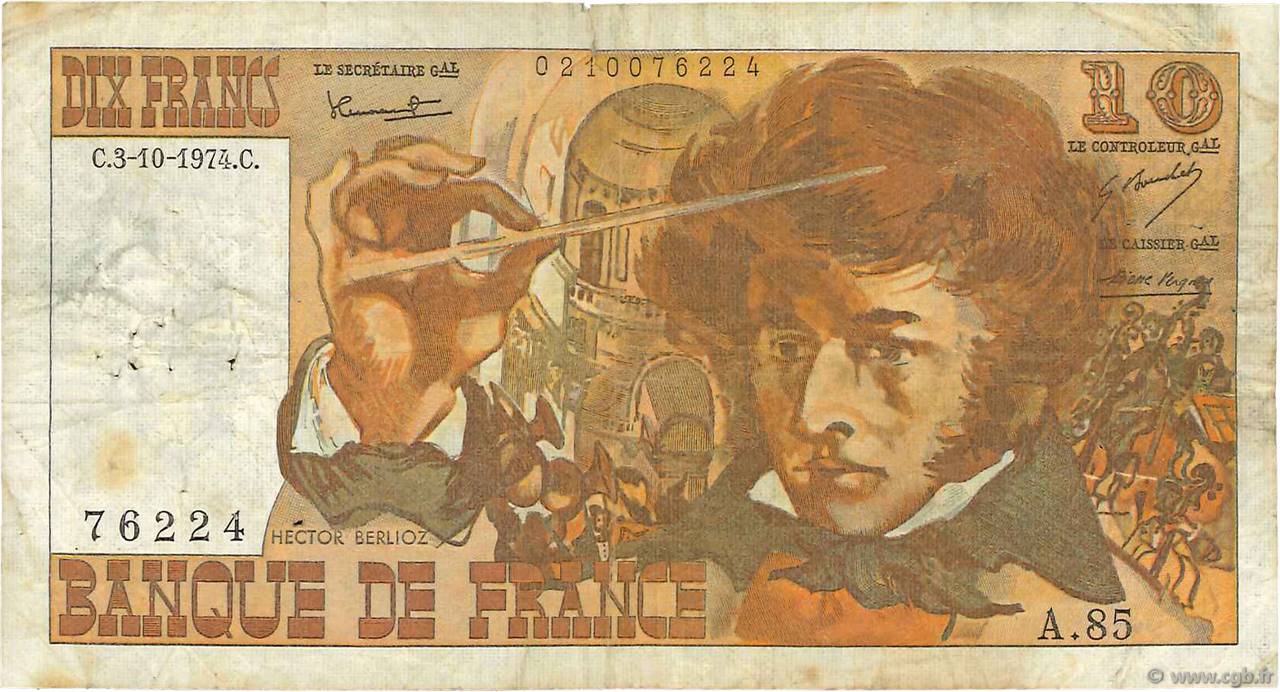 10 Francs BERLIOZ FRANCIA  1974 F.63.06 MB
