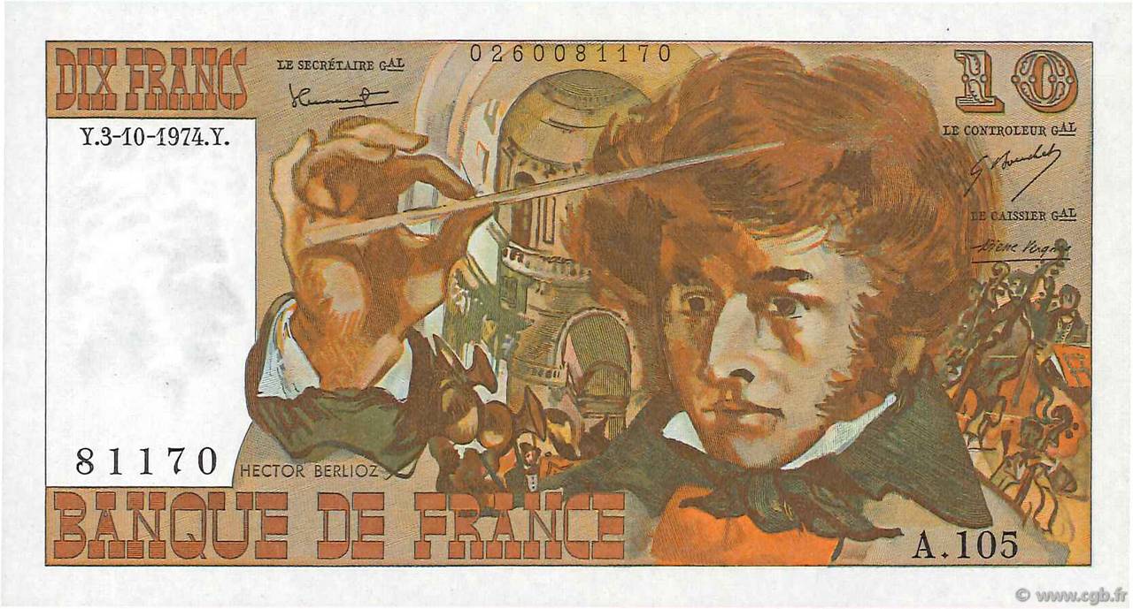 10 Francs BERLIOZ FRANCE  1974 F.63.07a NEUF