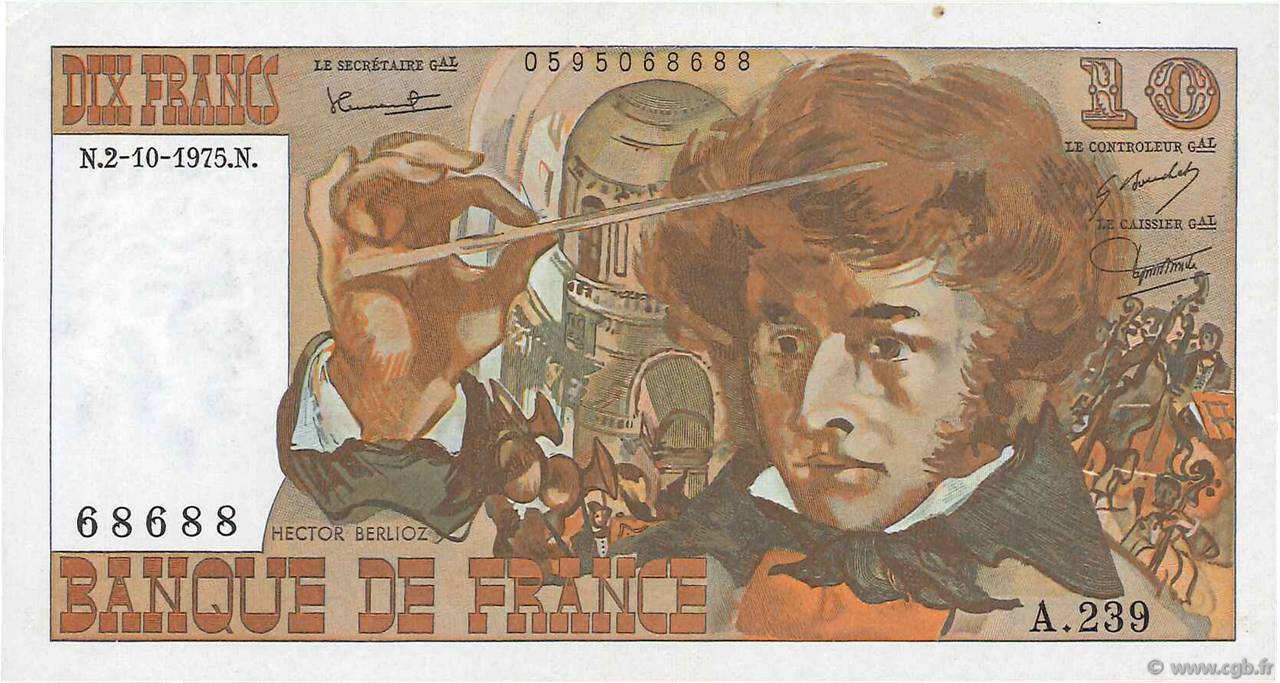 10 Francs BERLIOZ FRANCIA  1975 F.63.13 SPL+