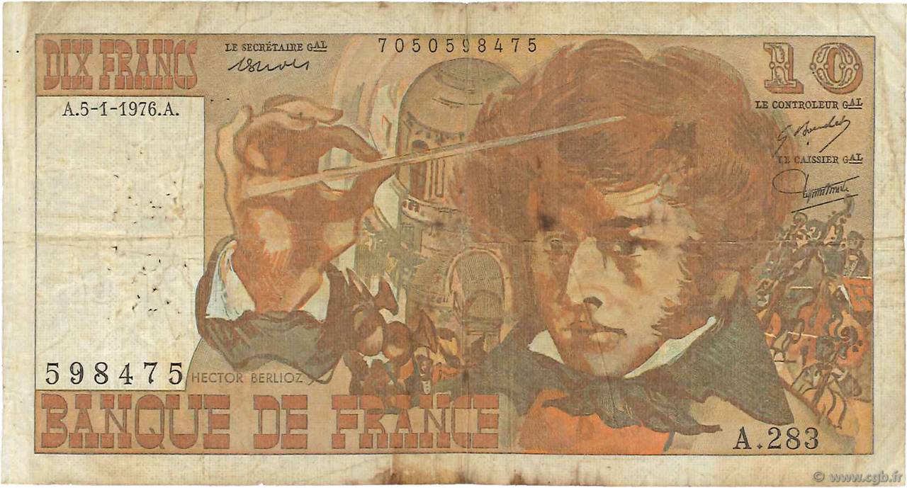 10 Francs BERLIOZ FRANCE  1976 F.63.17A283 B